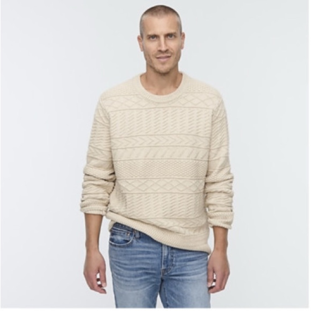 J. Crew Men’s Guernsey Knit Cotton Sweater - Picture 3 of 4